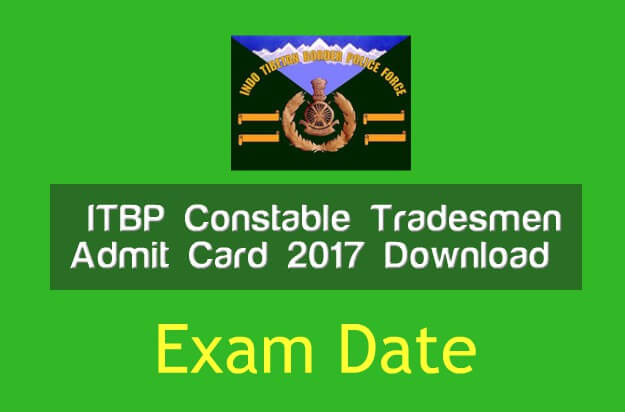 itbp tradesmen admit card